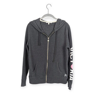 Victoria's Secret Charcoal Gray Lightweight Zip Up‎ Hoodie Size Small